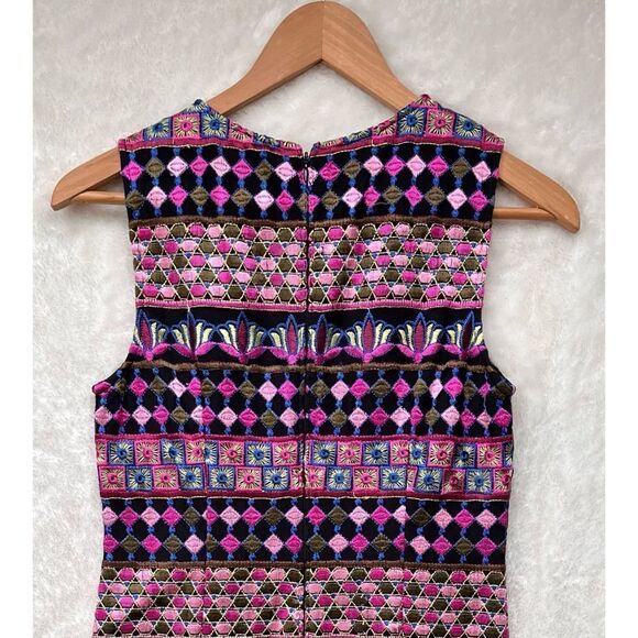 NWT Adrianna Papell GOGO Geometric Embroidered Sheath Dress in Pink/Olive Multi - Picture 6 of 11